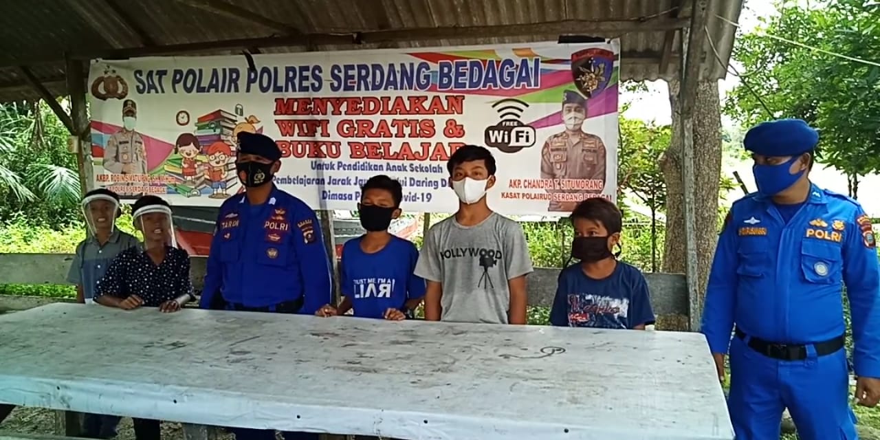 Sat PolAir Polres Sergai Lakukan Giat Daring Guna membantu giat belajar bagi siswa/siswi Sekolah SMP
