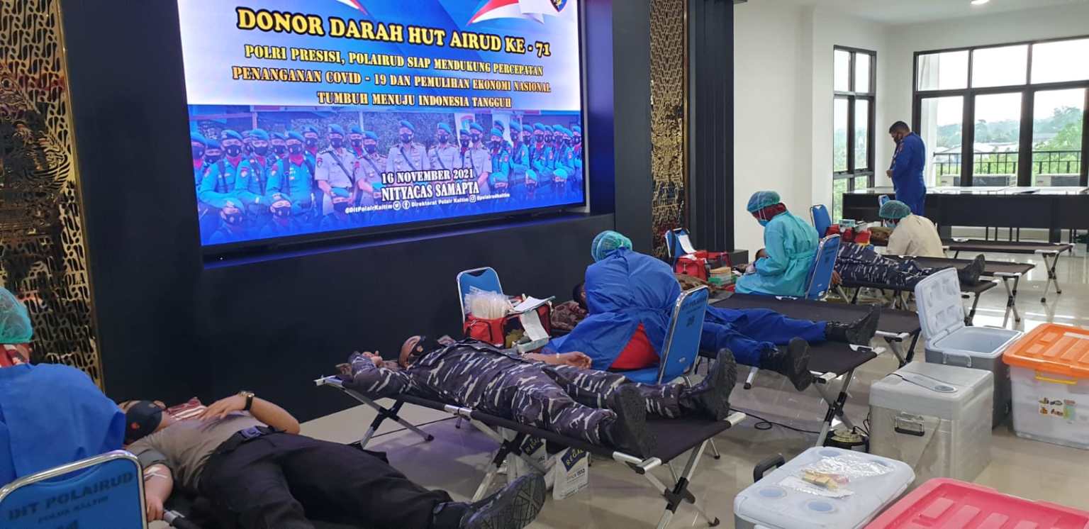 Sambut HUT Polairud yang Ke-71, Dit Polairud Polda Kaltim Gelar Bakti Kesehatan Donor Darah