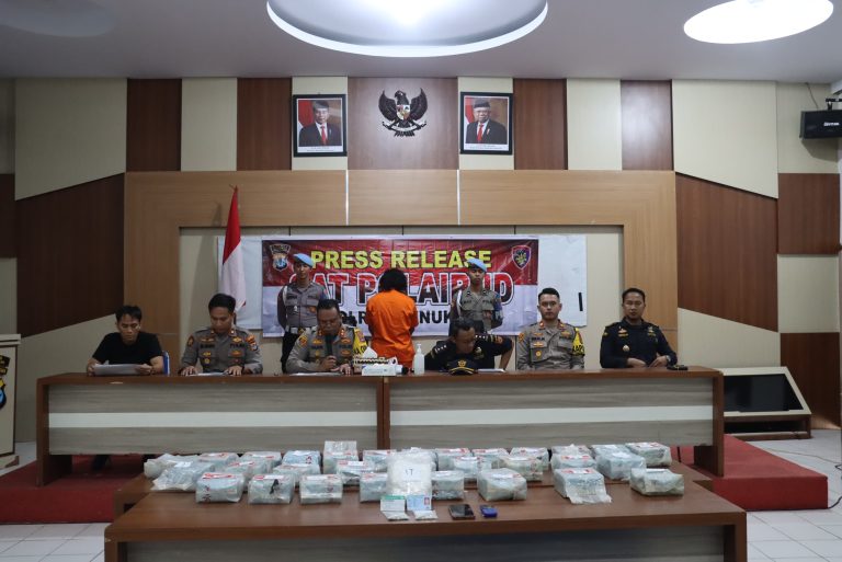 Polres Nunukan Laksanakan Press Release Pengungkapan 31 Kg Sabu Dan 100 Butir Ekstasi