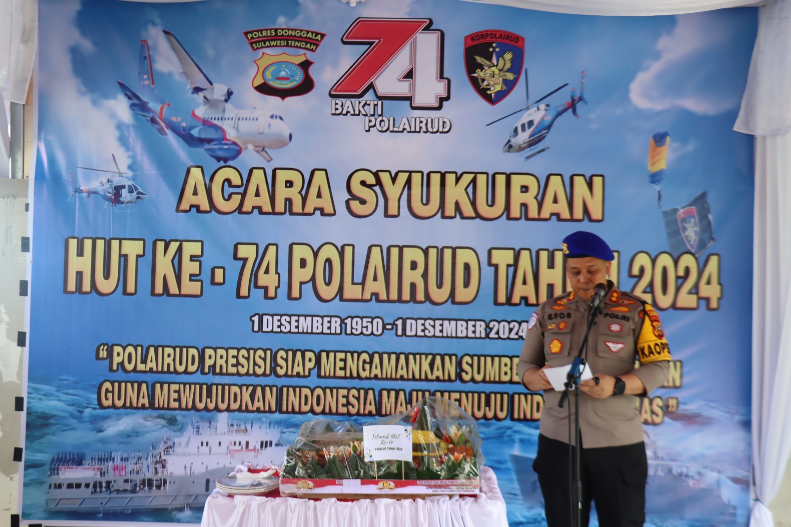 Kapolres Donggala Hadiri Syukuran HUT Ke-74 Polairud di Mako Satpolairud Polres Donggala