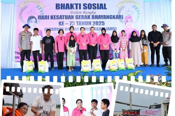 Dirpolairud Polda Jambi Kawal Baksos Bhayangkari di Sungai Batanghari Sambut HKGB ke-73.