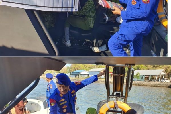 Sat Polairud Polres Sumbawa Gelar Poliklinik dan Perpustakaan Terapung, Sasar Warga Pesisir